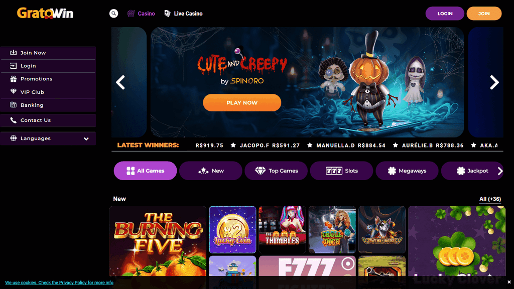 Vantaggi e recensione del sito di GratoWin Casino 2025